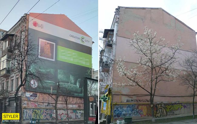 У Києві рекламщики обрубали магнолію заради встановлення білборда: було знаковим деревом (фото)