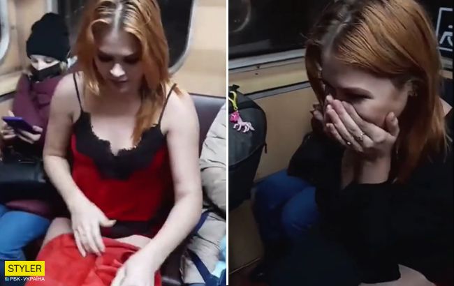 В Харькове девушка разделась в метро и попала на видео: "старческий маразм в 17"