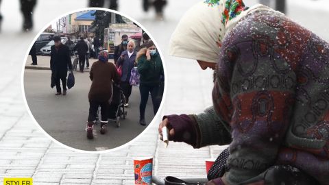 Видурювала гроші: "дивовижне зцілення" жебрачки у Франківську показали на відео