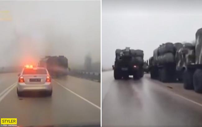 На трасі Севастополь-Керч помітили колону російської військової техніки (відео)