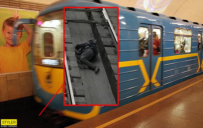 На крики не реагировал: в Киеве мужчина уснул на рельсах метро
