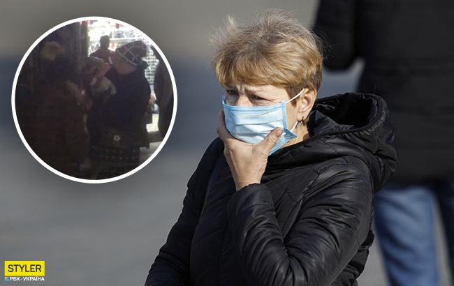 Торговка соленьями продает маски от коронавируса возле метро "Лесная" (видео)