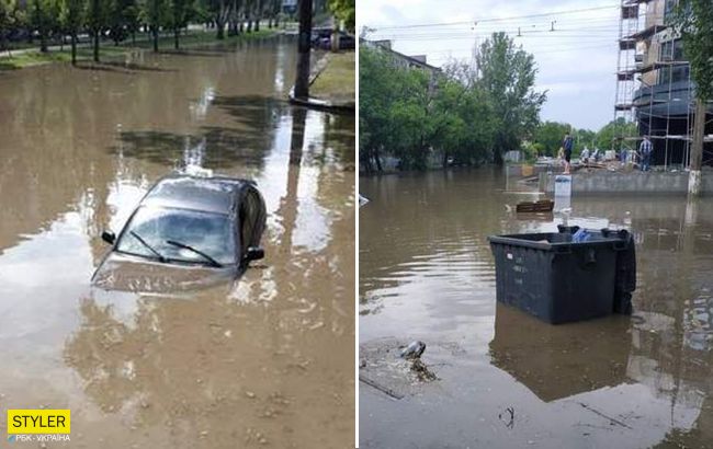 Дощі паралізували вулиці Миколаєва: місто просто попливло, а авто тонули (відео)