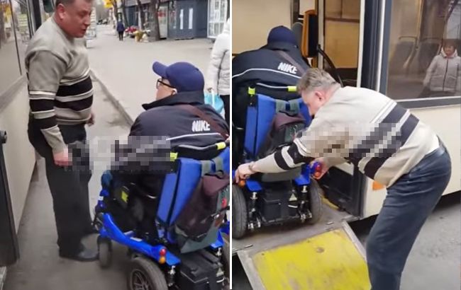 Водитель автобуса по-хамски вытащил из салона пассажира на инвалидной коляске (видео)