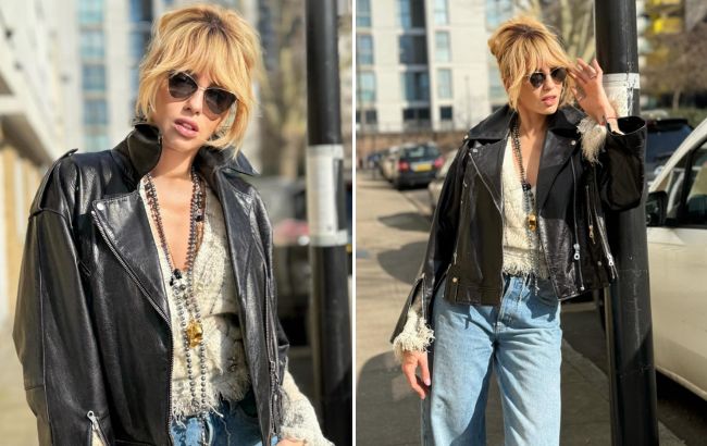 Джинсы и "кожанка": как повторить "лук" Поляковой с базовыми вещами на весну