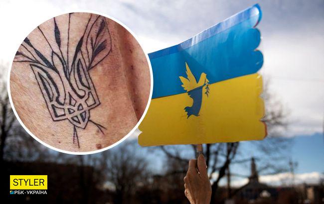 Внучка набила 79-летней украинке патриотическое тату на ноге (видео)