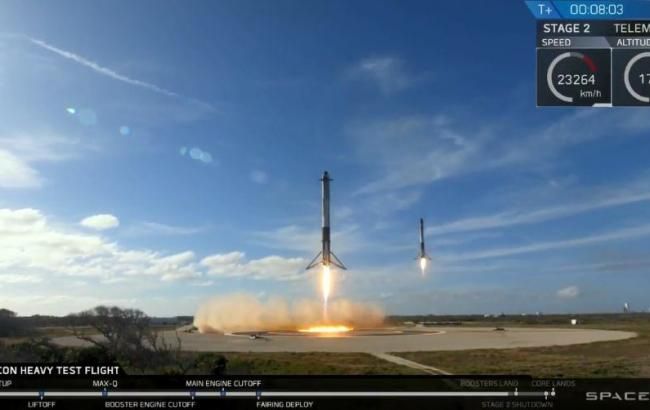 В SpaceX назвали причину крушения центрального ускорителя Falcon Heavy