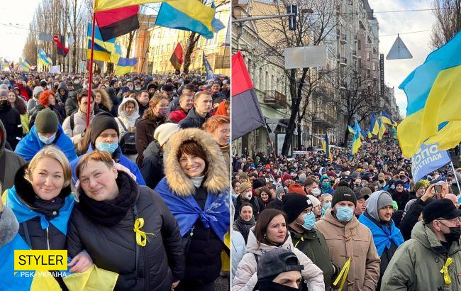 Украинцы на Марше единства в Киеве показали России, где на самом деле проходят "красные линии" (видео, фото)