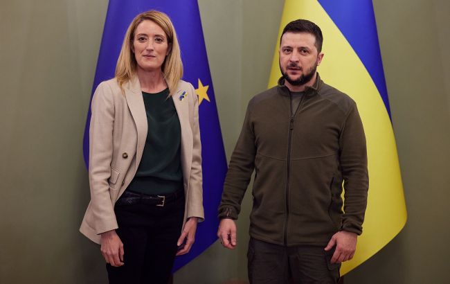 Зеленский встретился с президентом Европарламента Робертой Мецолой в Киеве