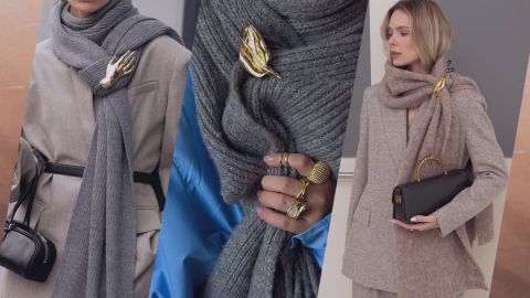 Как выглядеть дорого за 1 минуту: стильный трюк с шарфом и брошью