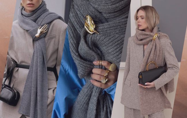 Як виглядати дорого за 1 хвилину: стильний трюк із шарфом і брошкою