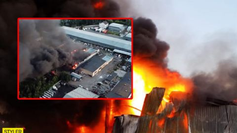 Пожар под Киевом: шокирующее видео с высоты птичьего полета