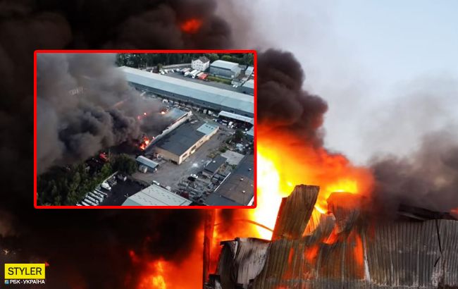 Пожар под Киевом: шокирующее видео с высоты птичьего полета