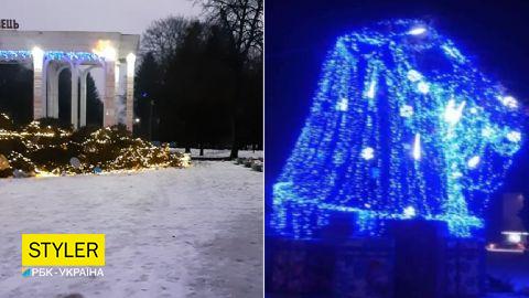 Ураганний вітер повалив новорічні ялинки в різних містах України (відео і фото)