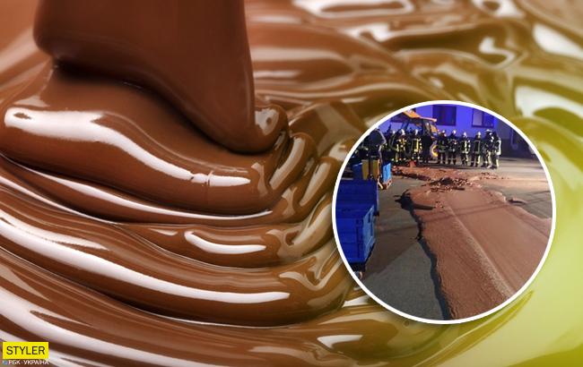 "Маленький дефект": в Германии улицу затопило шоколадом