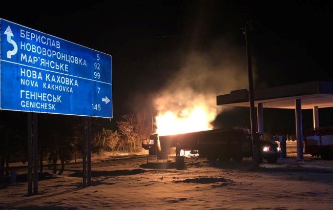 У Херсонській області сталася пожежа на АЗС