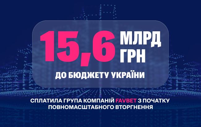 FAVBET з початку повномасштабної війни сплатила до бюджету 15,6 млрд грн