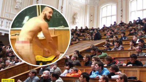 Студенти в шоці: в КПІ з їжею приїхав голий кур'єр (відео)