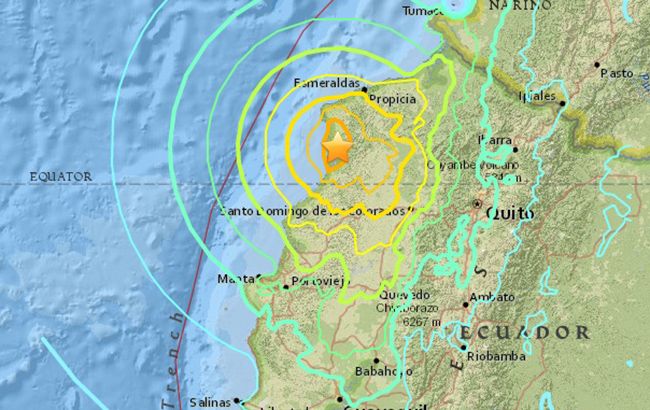 В Эквадоре произошло землетрясение магнитудой 7,5