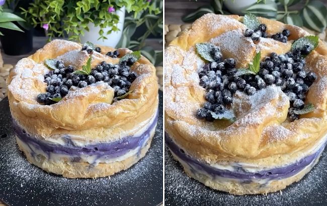 Рецепт десерта с черникой, который похож на гигантский эклер: удивит своим вкусом