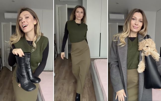 Как носить юбку миди зимой: стильный "лук" Елены Светлицкой