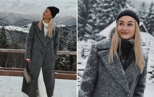 Как носить oversize пальто зимой: модный "лук" Анастасии Цимбалару