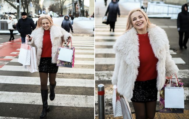 Праздничный элемент в буднях: как Лилия Ребрик стилизует юбку с пайетками