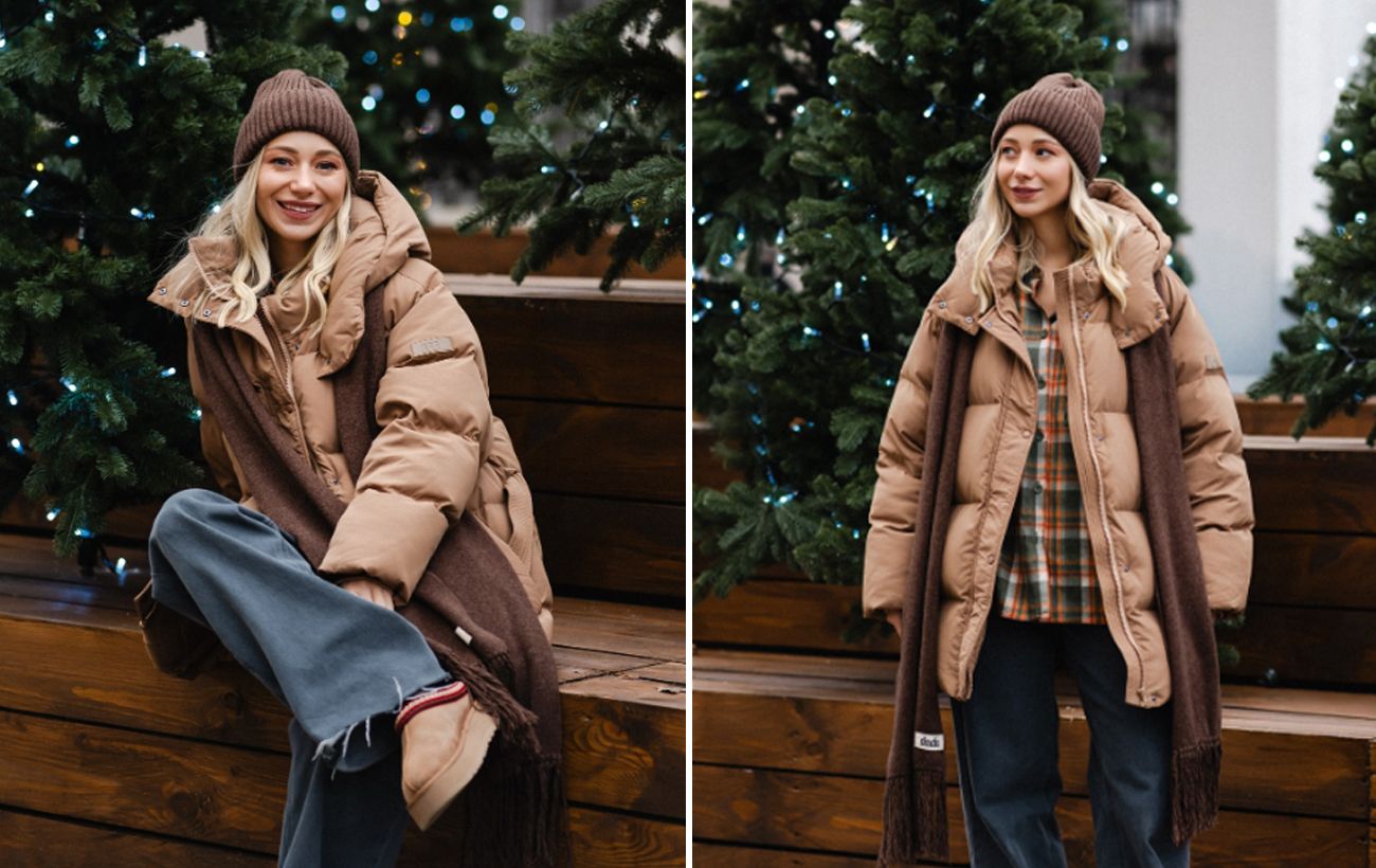 Пуховик, джинси та шарф: зимовий образ дружини Павліка, який варто повторити