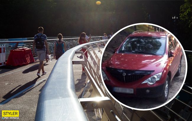 В Киеве автохам на внедорожнике пытался заехать на новый мост: что вышло (фото)