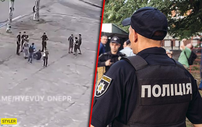 Массовая драка и выстрелы: побоище на улицах Днепра сняли на видео