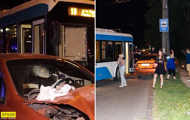 В Днепре троллейбус и легковушка не поделили дорогу, есть пострадавшие (видео)
