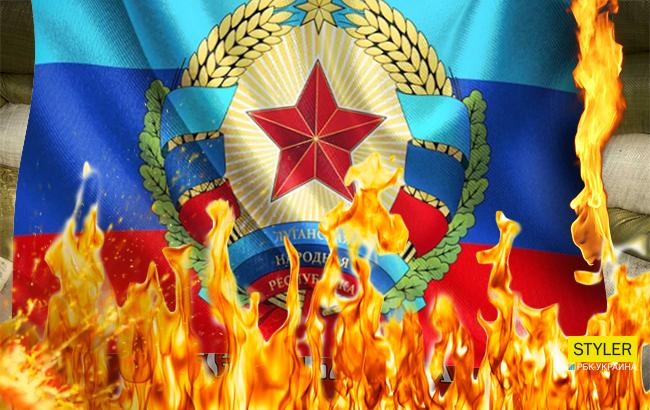 "Спалили тряпочку": На Донбассе расправились с "флагом" боевиков под песню Rammstein