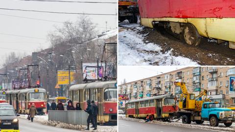 В Днепре трамвай с пассажирами на ходу слетел с рельсов (фото)
