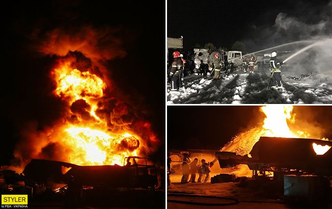 Взрывы и пламя до неба: появилось видео масштабного пожара в Киеве