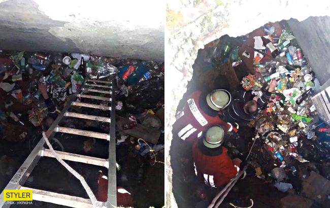 Под Львовом люди провалились в 4-метровую яму (фото)