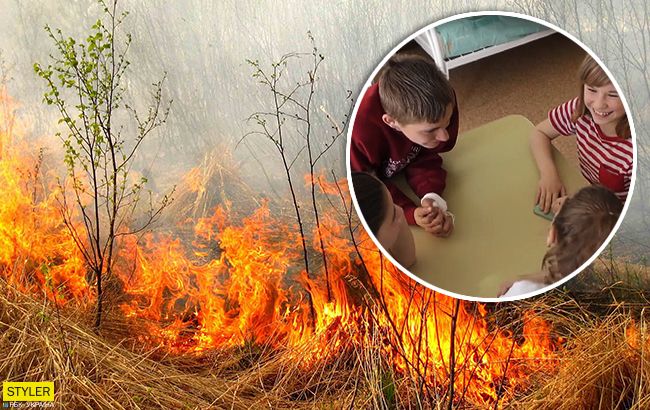 Школьники спасли ребенка из огненной ловушки и остановили пожар в лесу (видео)