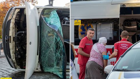 В Днепре легковушка протаранила маршрутку с пассажирами: момент аварии попал на видео