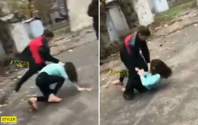 В Харькове школьник устроил жестокую драку с девушкой: видео инцидента