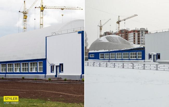 "Снігу не було практично": в мережі скандал через обвал спорткомплексу під Києвом