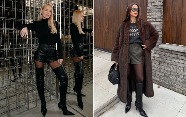 Як носити шкіряні шорти взимку: стильний приклад від Парфільєвої та колишньої Цимбалюка