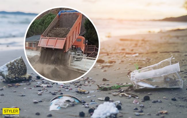 У Криму знищили популярний пляж: звозять сміття самоскидами (фото)