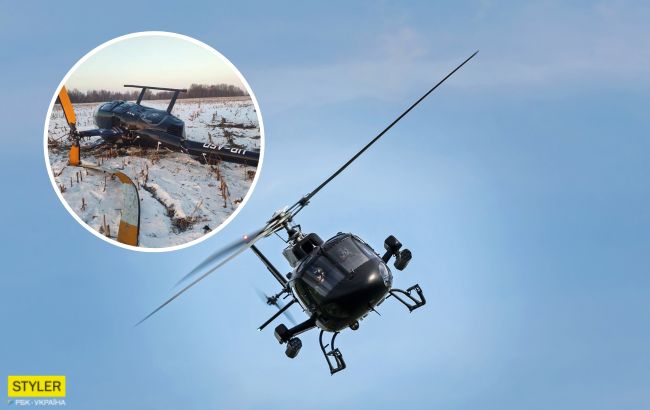 Під Борисполем розбився вертоліт: фото та перші подробиці