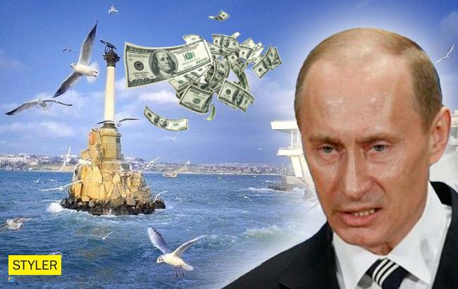 В сети показали пропагандистский плакат с Путиным в Севастополе