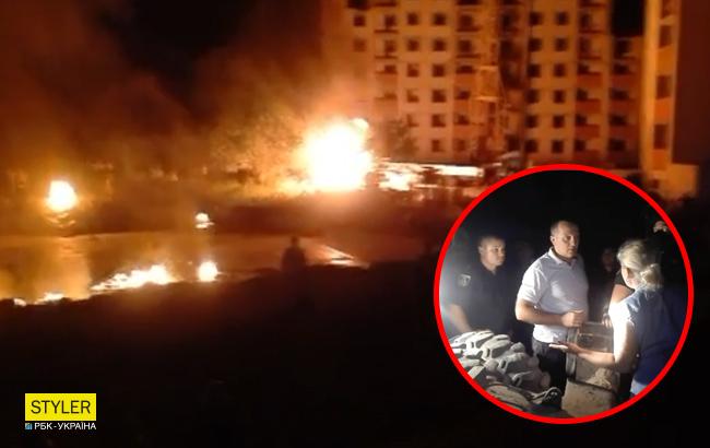 "Гнев народа": конфликт под Киевом обернулся потасовкой и пожаром (видео)