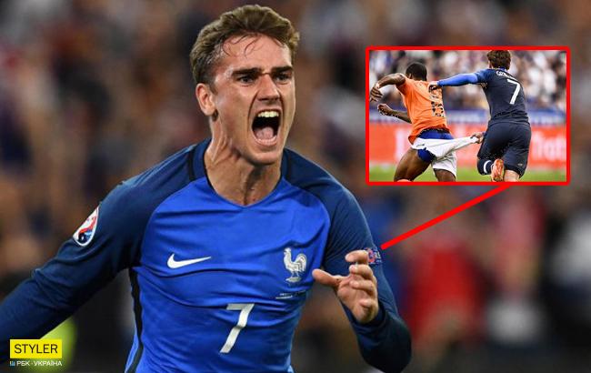 Игрок сборной Франции Гризманн порвал трусы на сопернике во время матча с Голландией (фото)