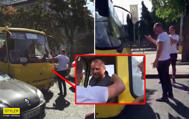 В Черкассах возмущенные парни хотели избить водителя маршрутки, который чуть не наехал на пешеходов (видео)