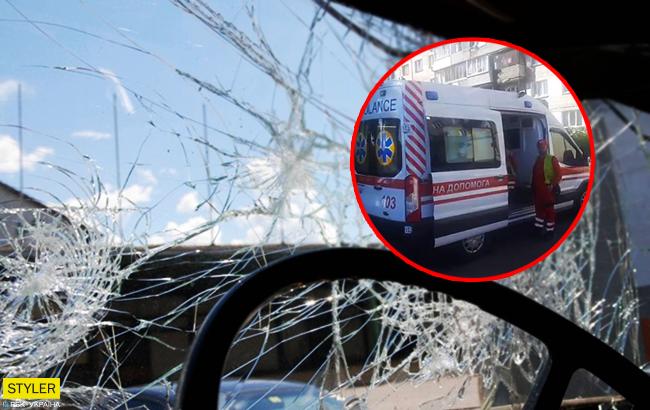 В Киеве легковая машина сбила женщину с ребенком
