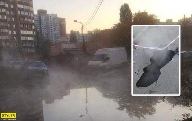 В Киеве дают горячую воду: на Борщаговке и Теремках прорвало трубы (фото)