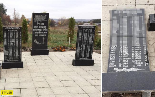 У Харківській області вандали розгромили меморіал загиблим у Другій світовій війні (фото)