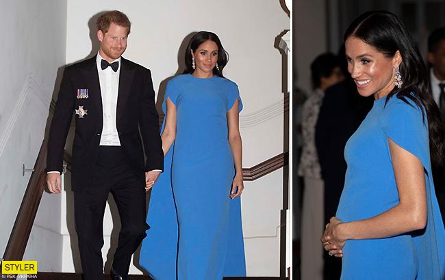 Вагітна Меган Маркл на Фіджі у вечірній сукні показала помітно округлений живіт